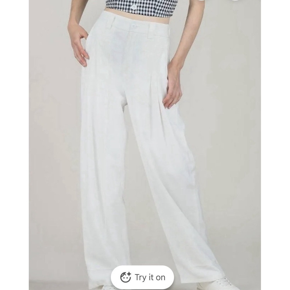 Anthropologie‎ Lili Sidonio Wide Leg Pants White Beach Boat Lake Resort Sz S